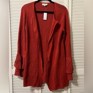 NWT Ann Taylor Loft Outlet Burnt Orange Bell-Sleeve Cardigan-SM 🔸